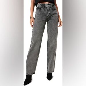 GOOD AMERICAN Good Icon Loose Fit Straight Leg Black Wash Jeans